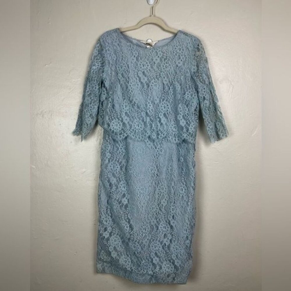 Vtg 50s/60s Carol Brent Blue Lace Dress Length 41.5 MEDIUM